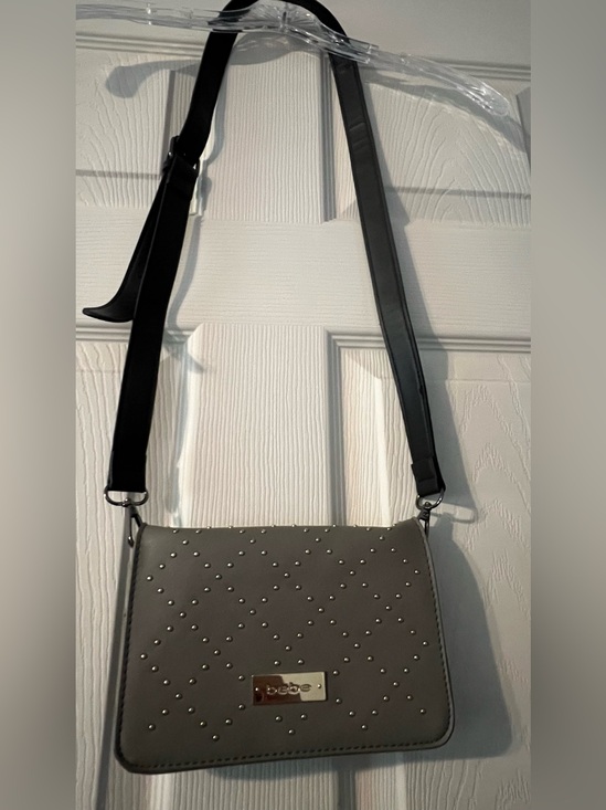 bebe Handbags - bebe Gray Studded Crossbody with Black Strap
